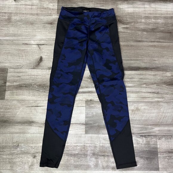 Calvin Klein Performance Athletic Mid Rise Cropped Yoga Pants Blue Women’s Sz S - Picture 1 of 8